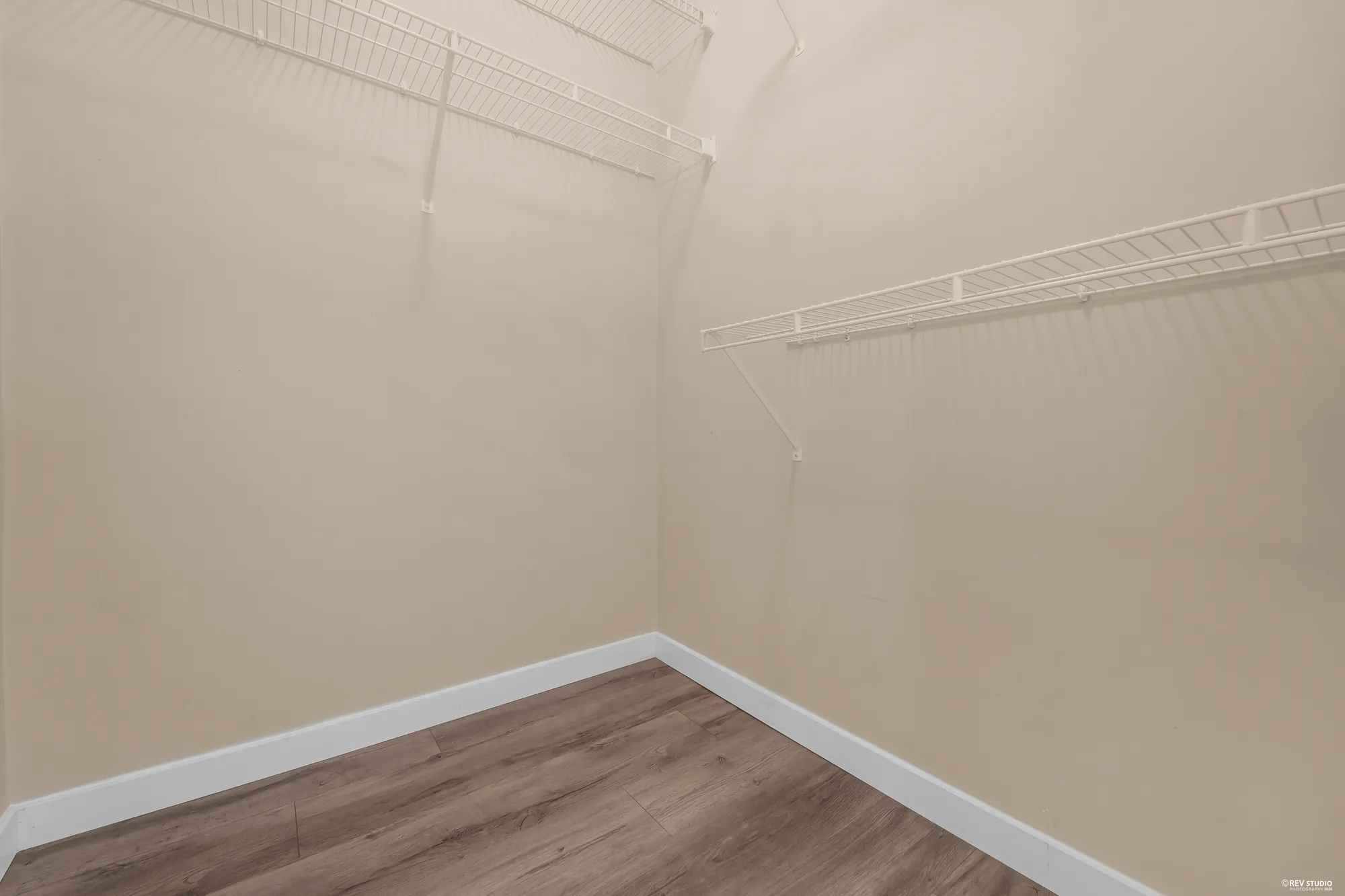 The storage room with wire shelving